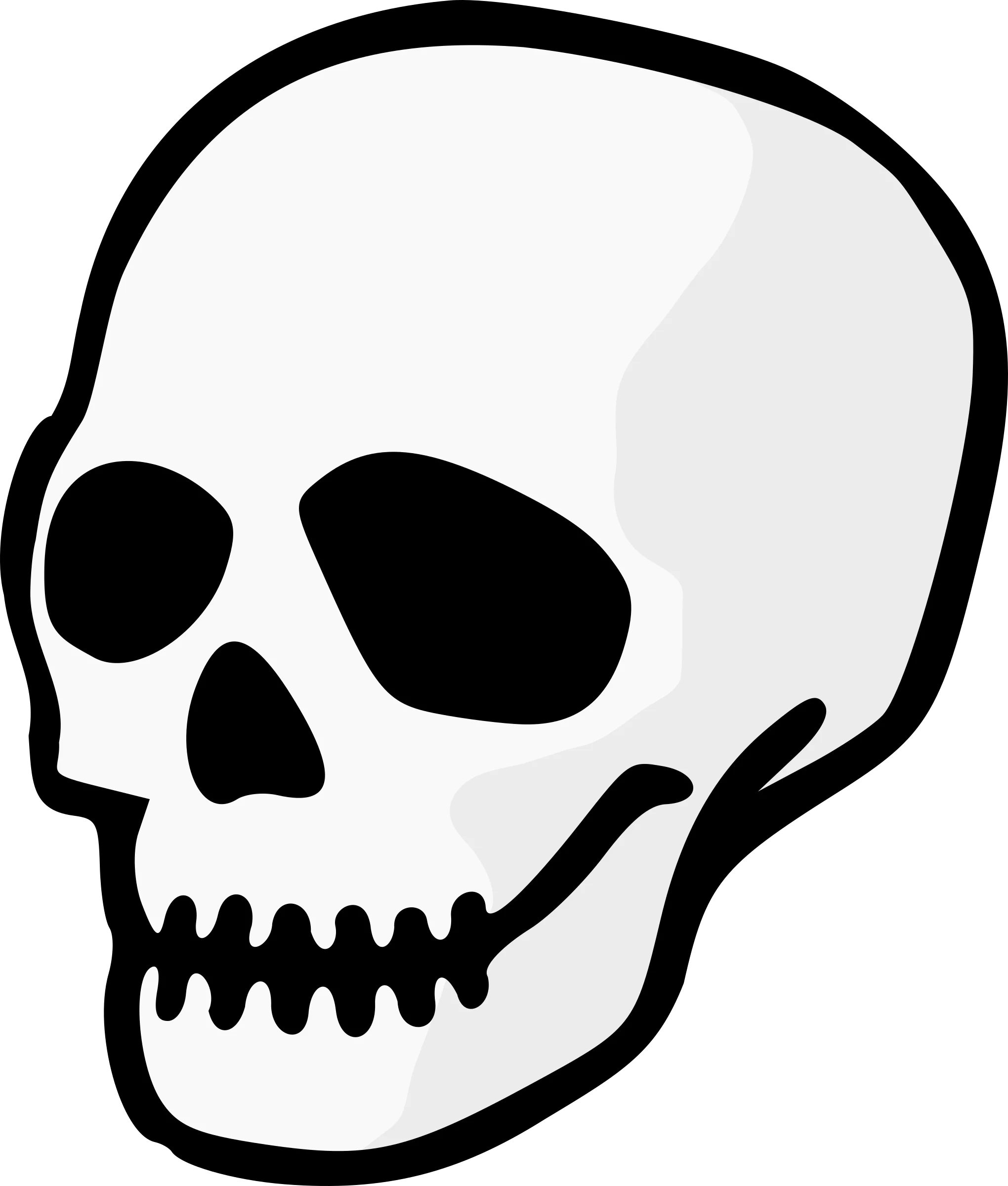 Simple Black and White Human Skull Clipart Design with Minimalist Line Art Style