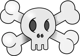 Simplistic Cartoon Style Skull and Crossbones Clipart with Minimalist Design