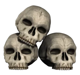 Spooky Trio of Weathered Bone Skulls Clipart for Halloween Decorations