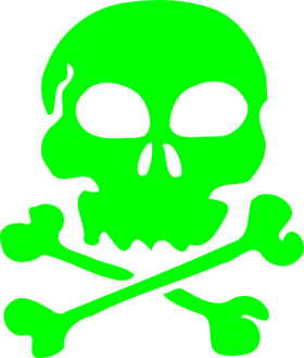 Vibrant Neon Green Skull and Crossbones Danger Symbol Clipart for Warning Signs