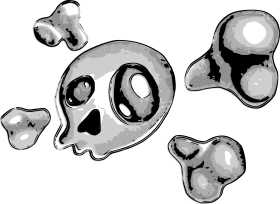 Whimsical Monochrome Skull and Bone Fragments Clipart for Gothic and Halloween Designs