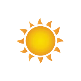 Bright Yellow and Orange Stylized Sun with Radiating Triangular Rays Clipart