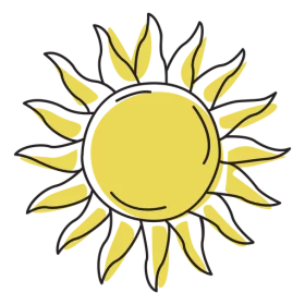 Bright Yellow Sun with Radiant Rays Clipart - Simple Cheerful Summer Illustration