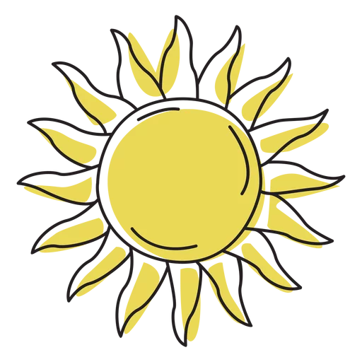 Bright Yellow Sun with Radiant Rays Clipart - Simple Cheerful Summer Illustration