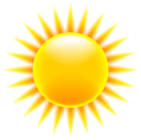 Bright Yellow Sun with Radiating Rays Graphic Design Element Clipart