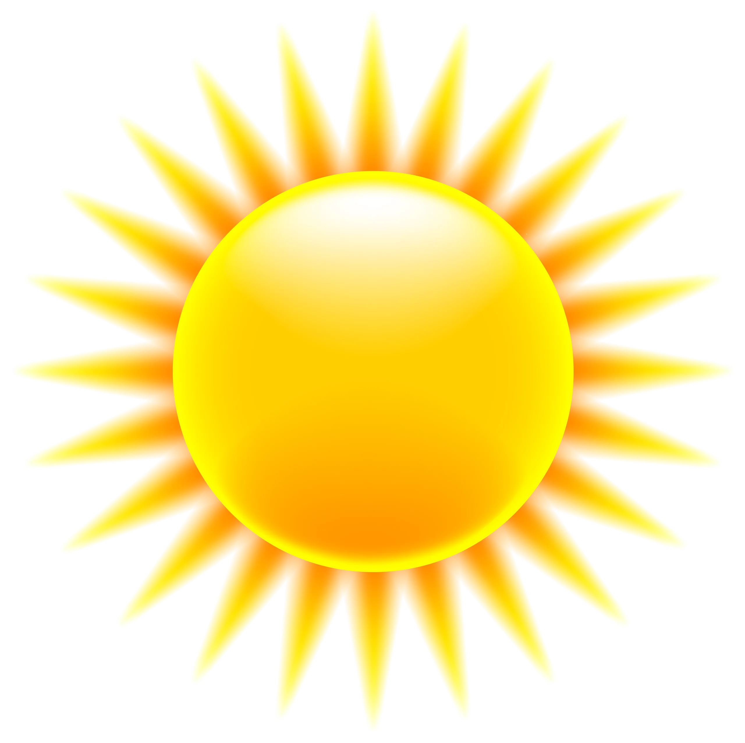 Bright Yellow Sun with Radiating Rays Graphic Design Element Clipart