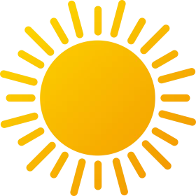 Bright Yellow Sun with Radiating Rays Stylized Summer Weather Clipart Illustration