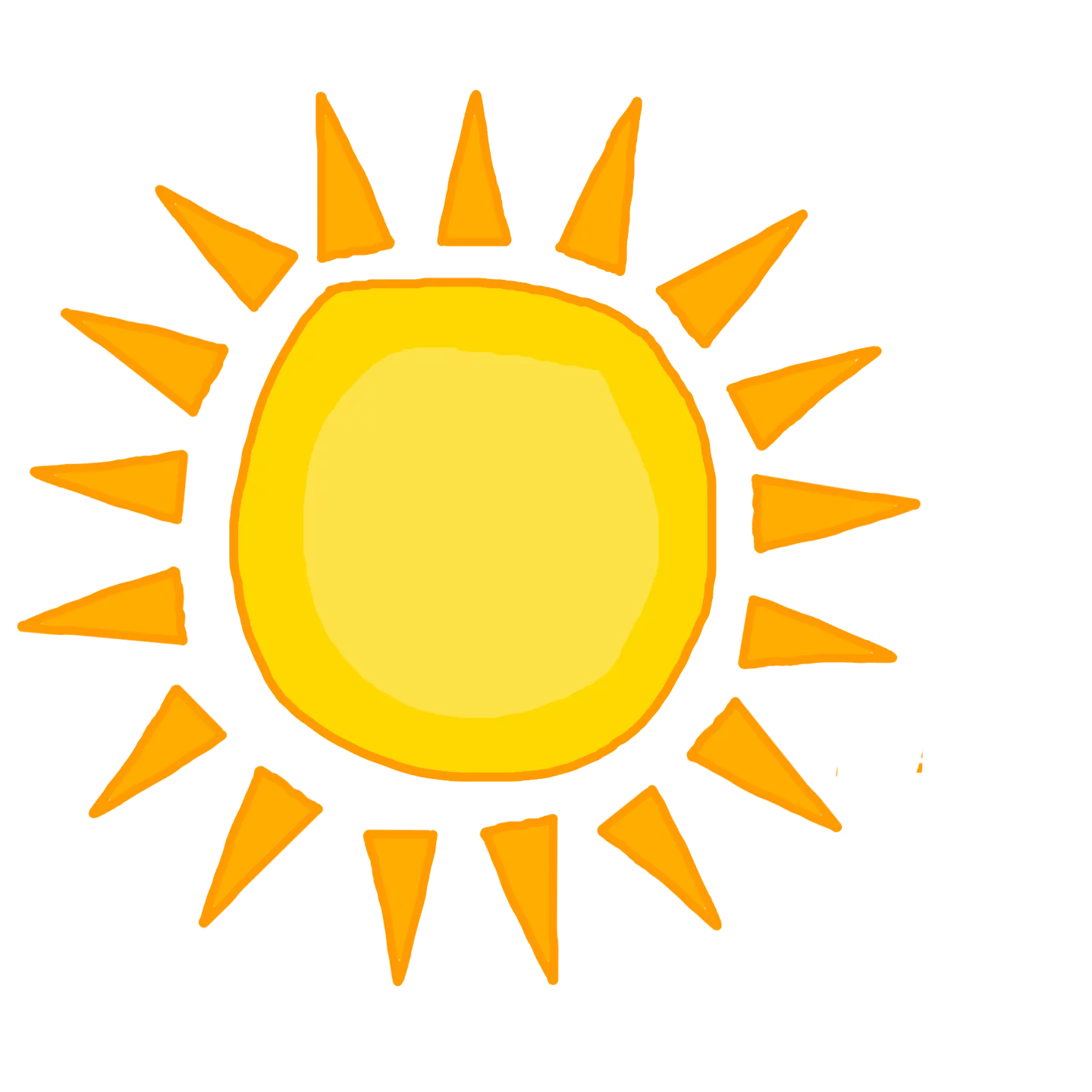 Bright Yellow Sun with Triangular Rays Shining in Cheerful Summer Clipart Design