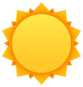 Bright Yellow Sun with Triangular Rays Summer Weather Symbol Clipart Illustration