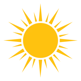 Bright Yellow Sunshine with Radiating Rays - Simple Summer Clipart Illustration