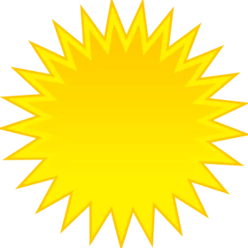 Bright Yellow Symmetrical Starburst Sunshine Design Element for Festive Summer Clipart