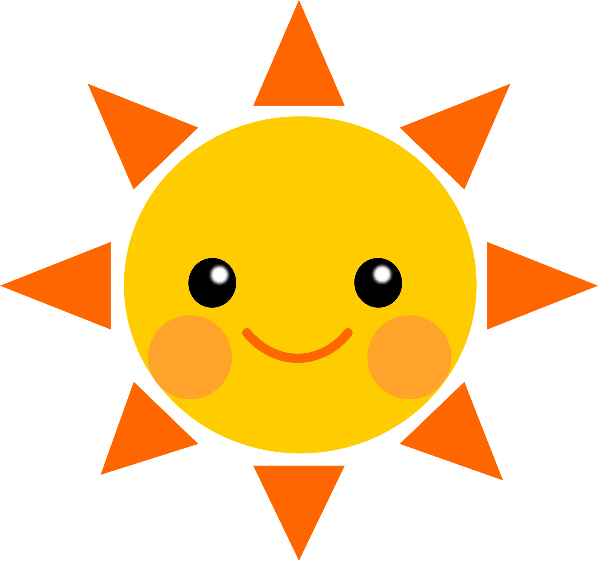 Cheerful Smiling Sun with Orange Rays - Happy Summer Sunshine Clipart for Children's Designs