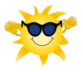 Cheerful Smiling Sun with Sunglasses Waving Happy Summer Day Clipart Illustration