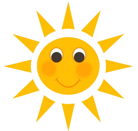 Cheerful Smiling Yellow Sun with Rays Cartoon Clipart for Summer Designs