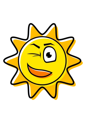 Cheerful Winking Yellow Sun with Playful Expression Summer Weather Clipart