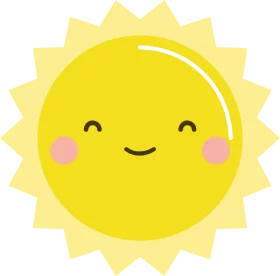 Cheerful Yellow Sun Clipart with Smiling Face and Rosy Cheeks for Children's Designs