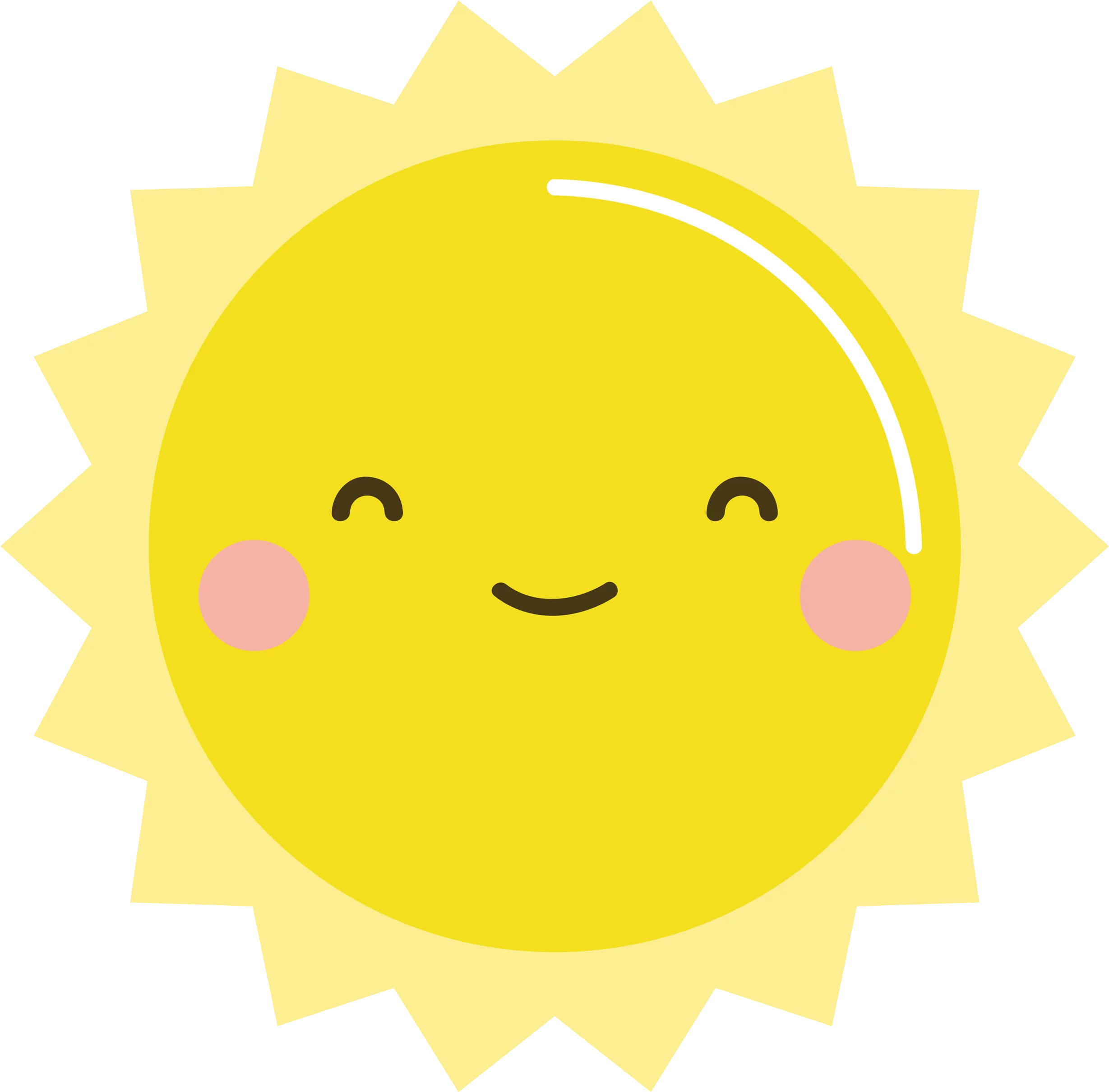 Cheerful Yellow Sun Clipart with Smiling Face and Rosy Cheeks for Children's Designs