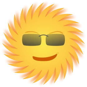 Cool Smiling Sun with Sunglasses Summer Sunny Day Cheerful Weather Clipart