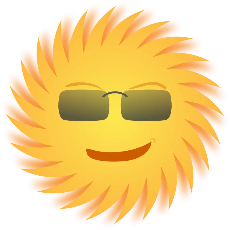 Cool Smiling Sun with Sunglasses Summer Sunny Day Cheerful Weather Clipart