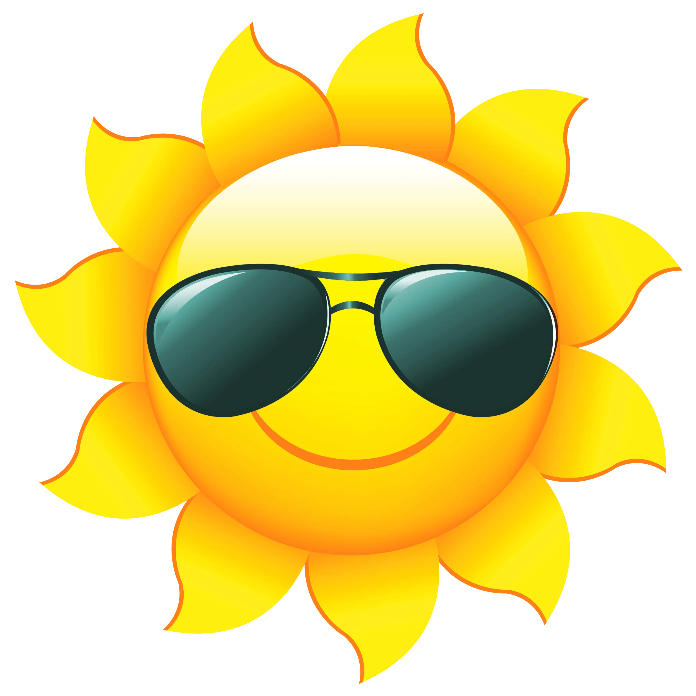 Cool Sunny Disposition: Smiling Yellow Sun with Sunglasses Summer Clipart Illustration