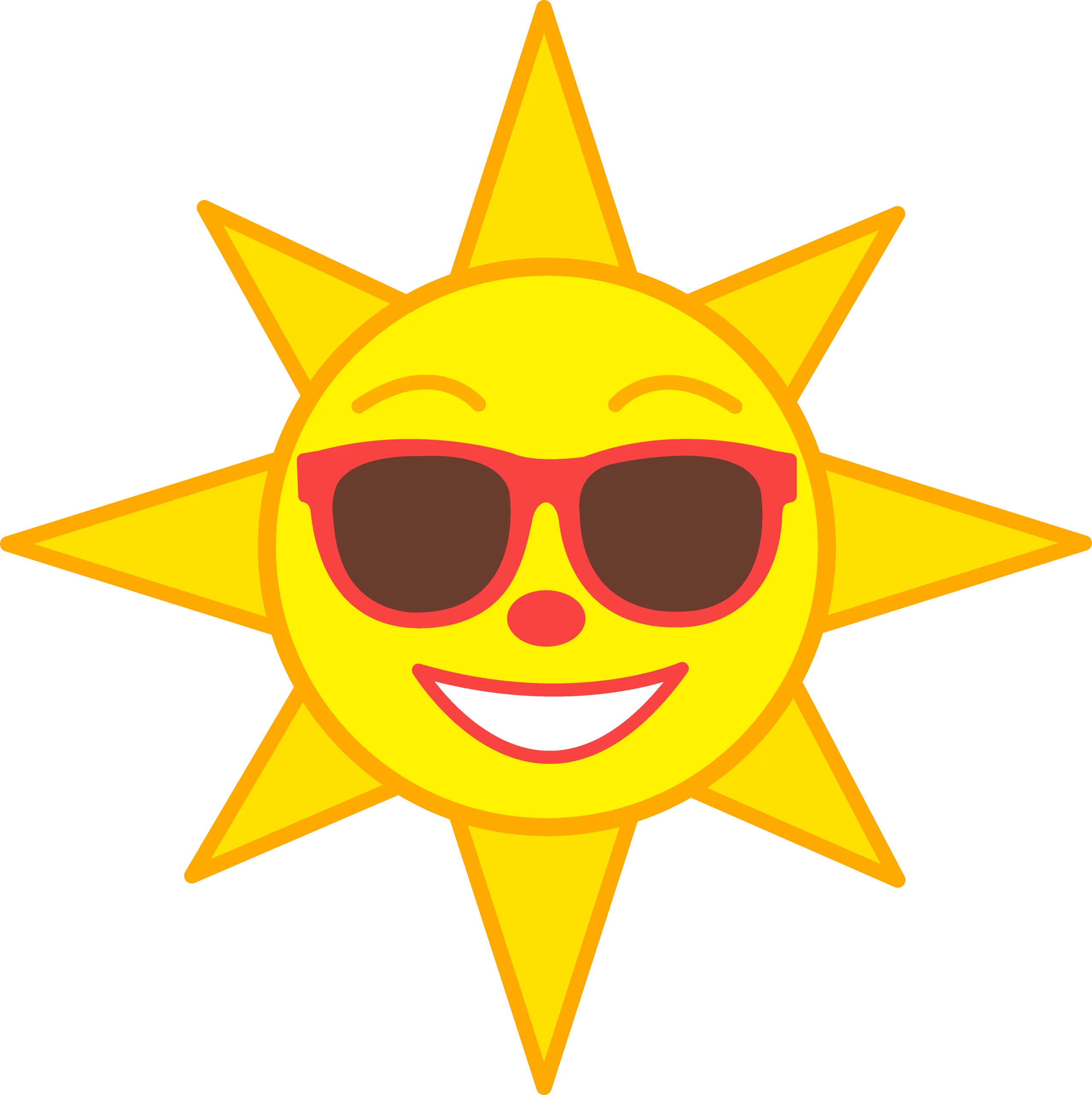 Happy Smiling Sun with Red Sunglasses Summer Vacation Cartoon Clipart