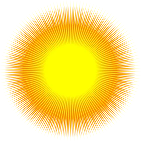 Radiant Sun Burst with Orange and Yellow Rays Decorative Clipart Illustration