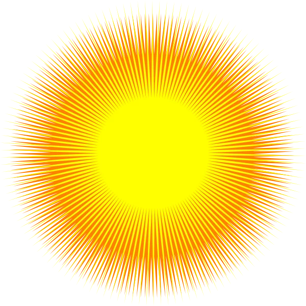 Radiant Sun Burst with Orange and Yellow Rays Decorative Clipart Illustration