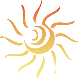 Vibrant Orange and Yellow Swirling Sun Spiral Rays Summer Sunshine Clipart