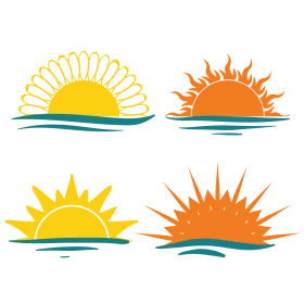 Vibrant Sunrise and Sunset Vector Clipart Collection - Sun Logo Graphics