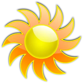 Vibrant Yellow and Orange Sunburst Spiral Sun Symbol Clipart for Summer Design