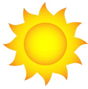 Vibrant Yellow Sun with Radiating Rays Summer Weather Symbol Clipart Illustration