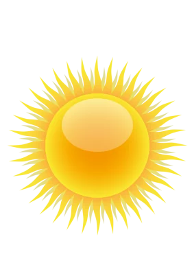 Vibrant Yellow Sun with Radiating Spikes: Sunny Day Weather Clipart Illustration