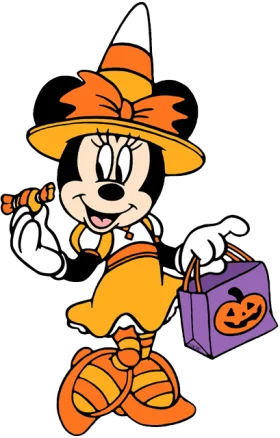 Adorable Disney Character Minnie Mouse in Halloween Witch Costume Clipart