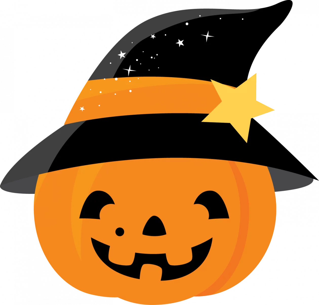 Adorable Halloween Pumpkin with Witch Hat Festive Holiday Clipart Decoration