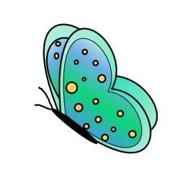 Beautiful Turquoise and Green Spotted Butterfly Wings Decorative Clipart