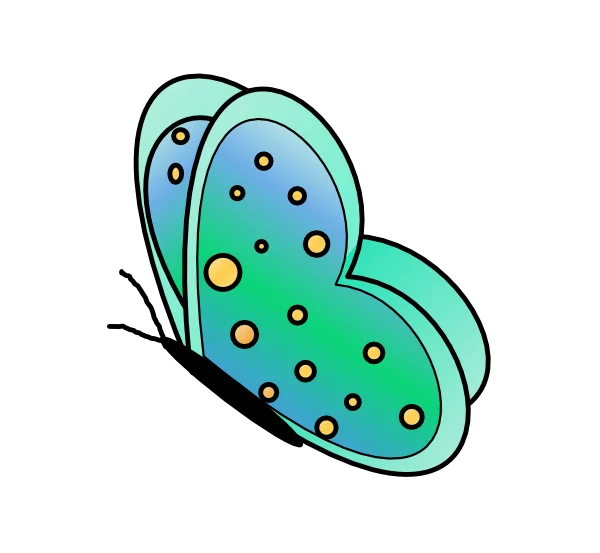 Beautiful Turquoise and Green Spotted Butterfly Wings Decorative Clipart