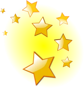 Bright Golden Yellow Stars Clipart with Glowing Background Effect Illustration