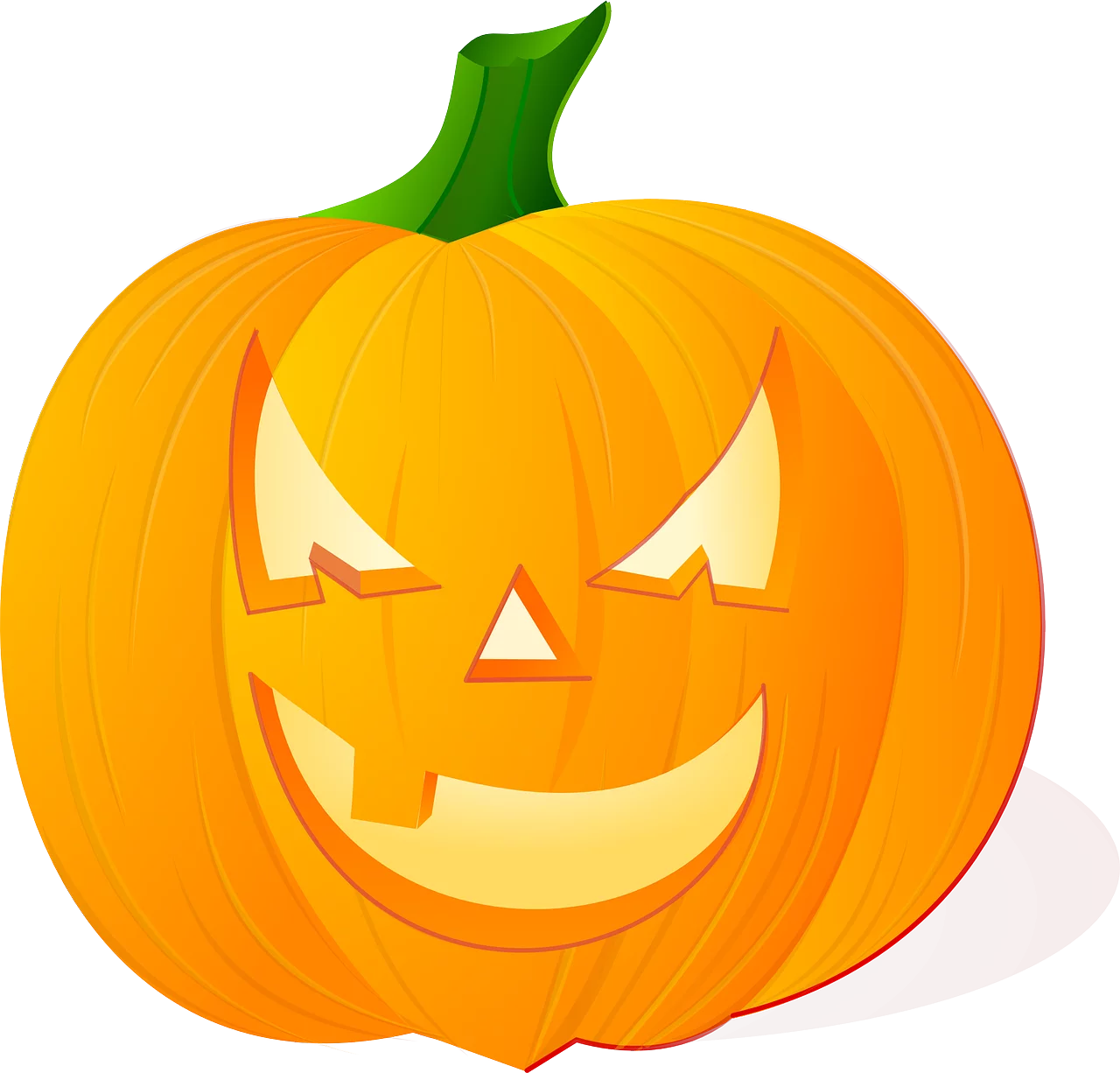 Bright Orange Jack-o'-Lantern Halloween Pumpkin with Spooky Grinning Face Clipart