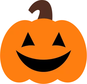 Bright Orange Jack-o'-Lantern Smiling Pumpkin with Brown Stem Halloween Clipart