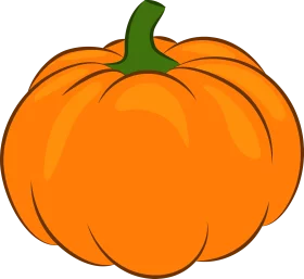 Bright Orange Pumpkin with Green Stem Seasonal Halloween Autumn Clipart