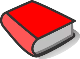 Bright Red Educational Book with Gray Pages Classic Reading Clipart Illustration