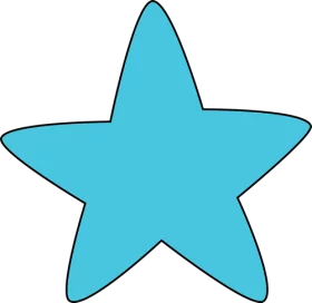 Bright Turquoise Five-Pointed Star Shape Digital Clipart for Creative Projects