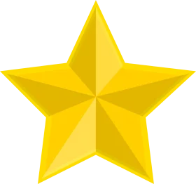 Bright Yellow 3D Golden Star Shape Illustration Five-Pointed Geometric Clipart