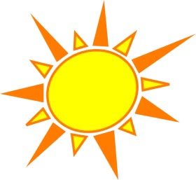 Bright Yellow and Orange Stylized Sun with Pointy Rays Summer Sunshine Clipart