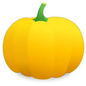 Bright Yellow Autumn Pumpkin with Green Stem Seasonal Harvest Clipart Illustration