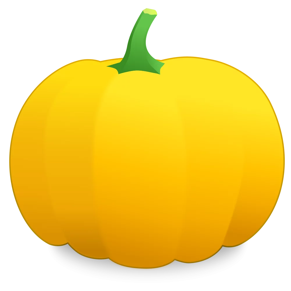 Bright Yellow Autumn Pumpkin with Green Stem Seasonal Harvest Clipart Illustration