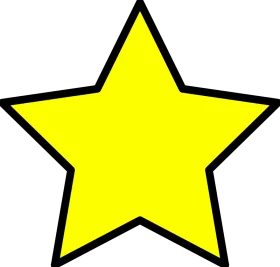 Bright Yellow Five-Pointed Star Clipart with Black Outline for Design Projects