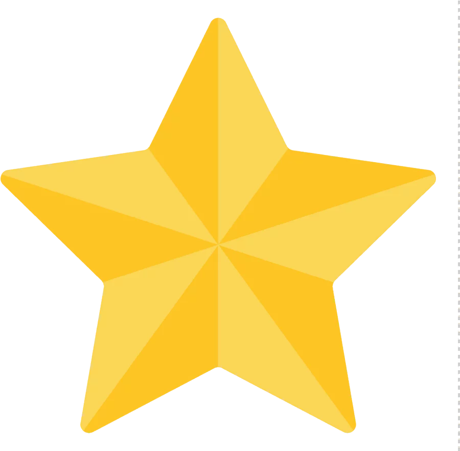 Bright Yellow Five-Pointed Star Geometric Shape - Golden Star Clipart