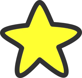 Bright Yellow Five-Pointed Star with Black Outline Clipart for Creative Projects