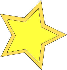 Bright Yellow Five-Pointed Star with Gold Outline Clipart for Decorative Projects